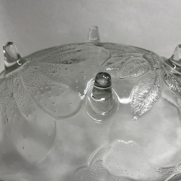 Vintage Pressed Glass Poppy Flower Lg Footed Fruit Oblong Bowl Centerpiece Dish - Picture 4 of 6